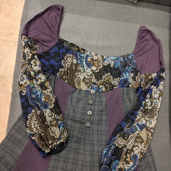 Italian Made Purple Grey Patchwork Dress - Picture 1 of 4